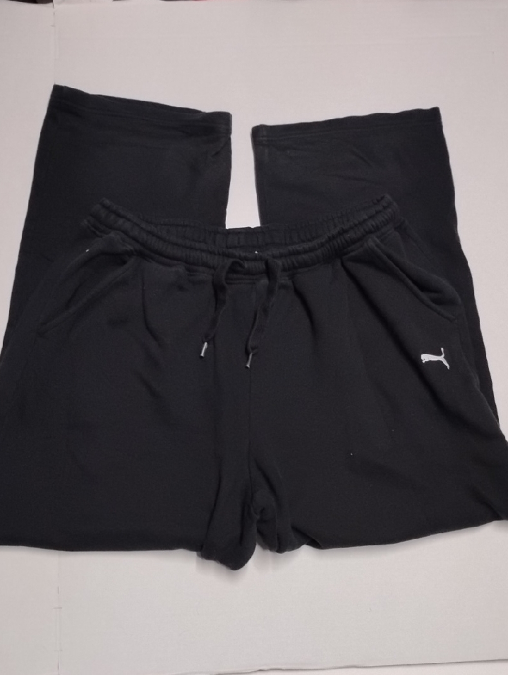 Puma Black Wide Leg Sweat Pants Elastic Waist Men's XL